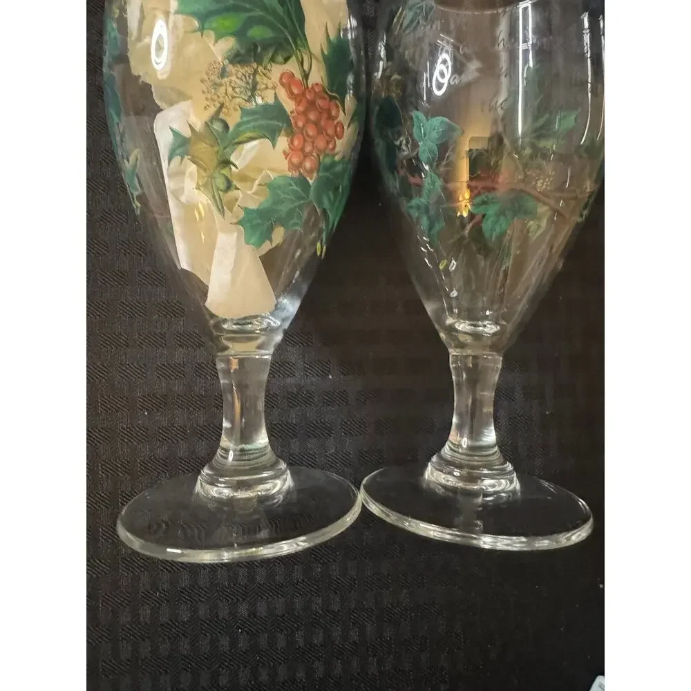Portmeirion Iced Tea Glass the Holly and the Ivy Christmas Glass 14 Oz Set of 2